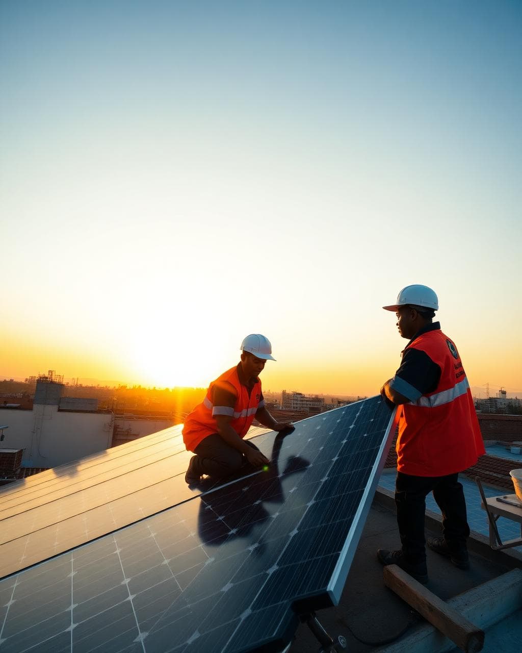 Engineering team installing panels